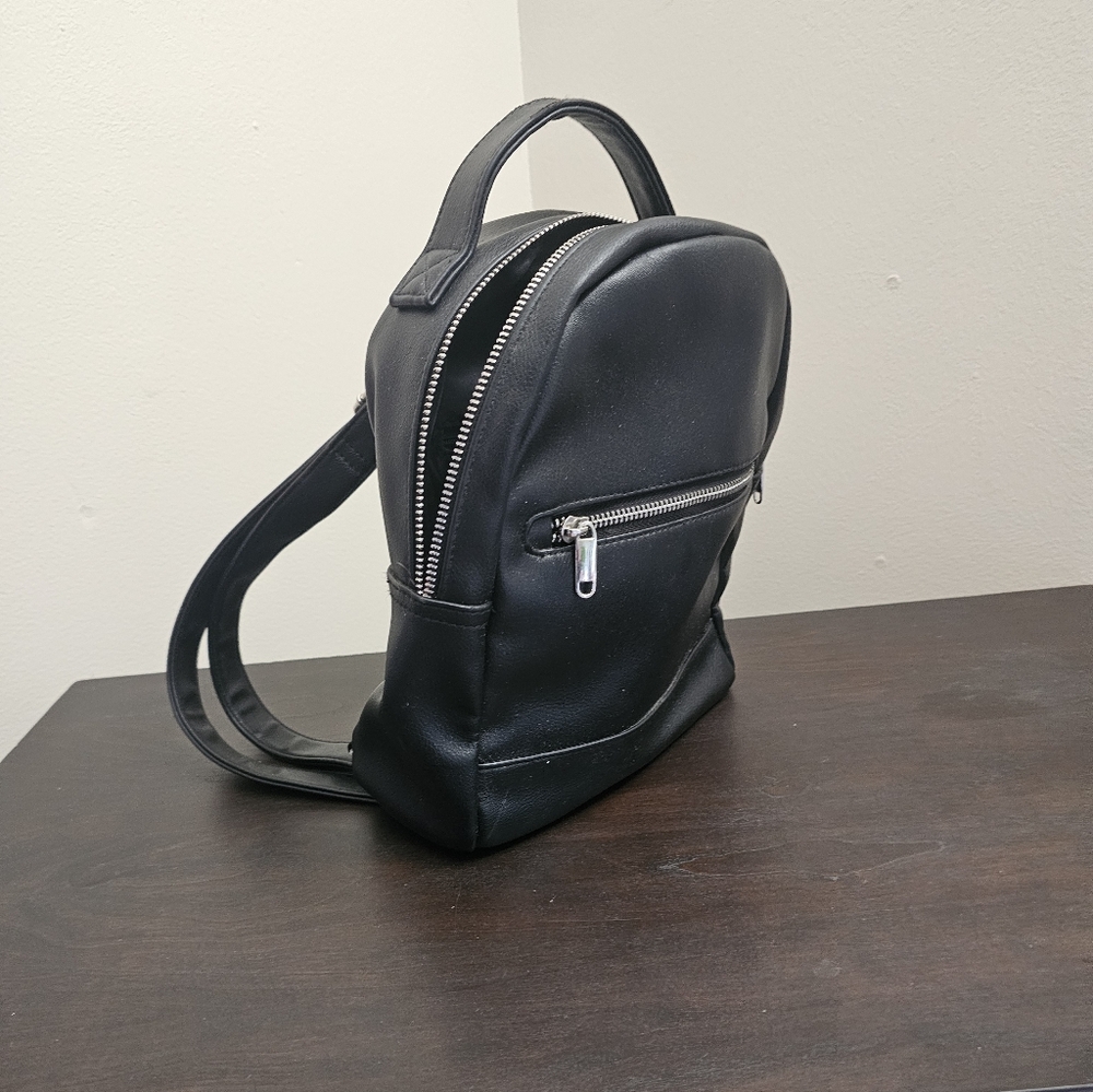 Sleek Black Pleather Backpack